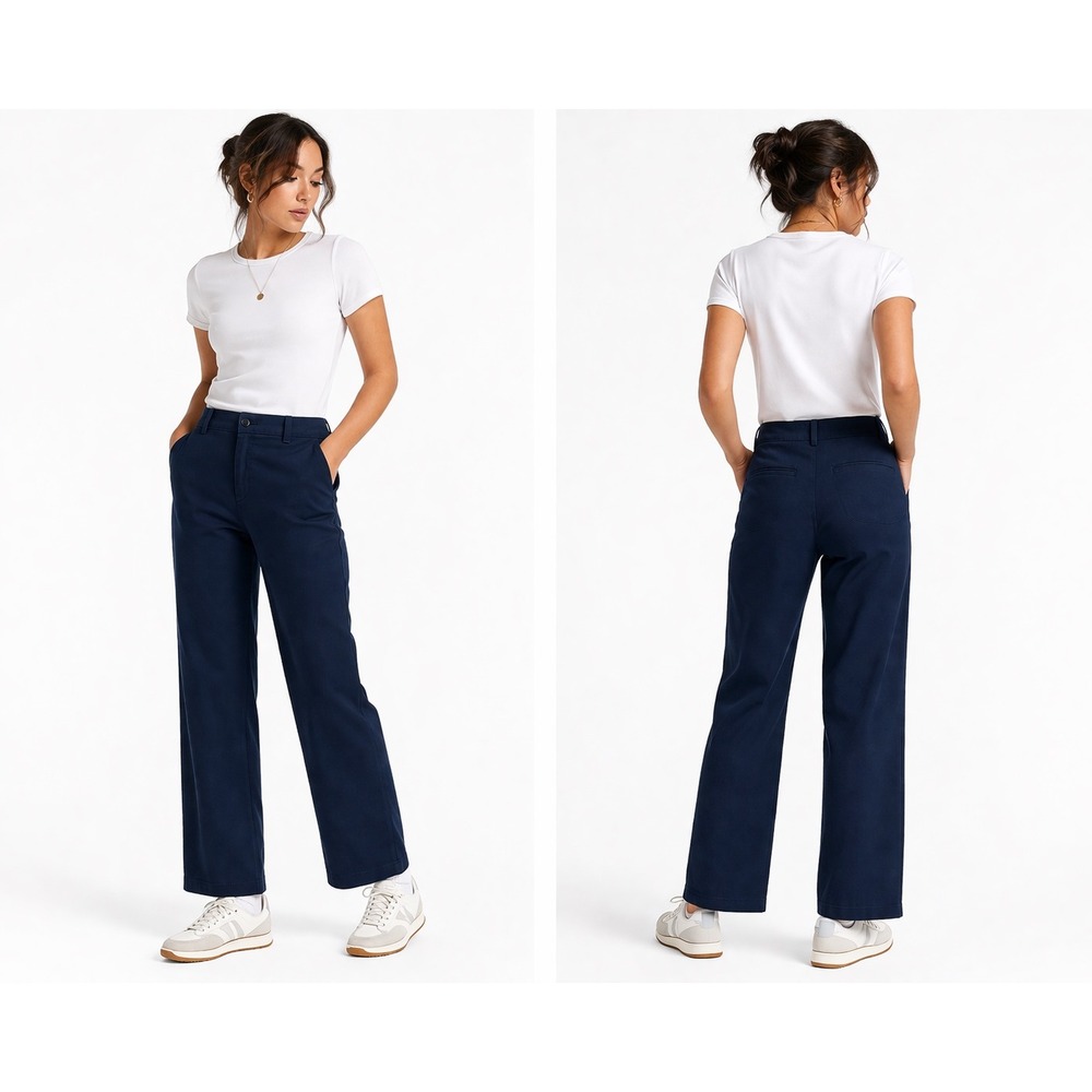 Lauren Ralph Lauren Chino Pants Womens 12 Navy Blue Stretch Straight Leg Preppy